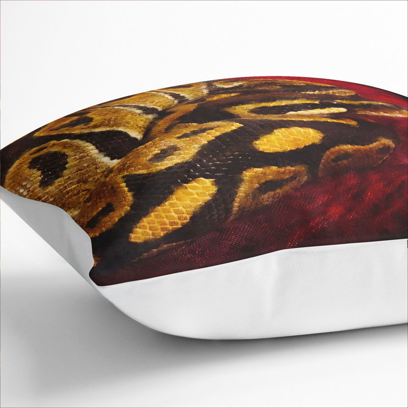 Python Snake Painting Square Throw Cushion, White, 55cm H x 55cm W x 20cm D