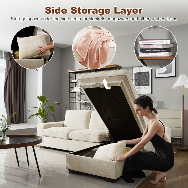 Jossilynn L-Shape Convertible Sectional Sofa with Storage