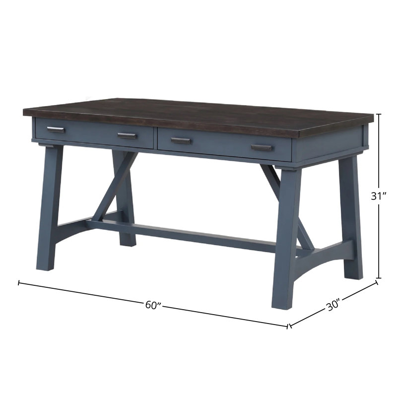 Bankhead Writing Desk with Built in Outlets, Sable Top/Denim Base