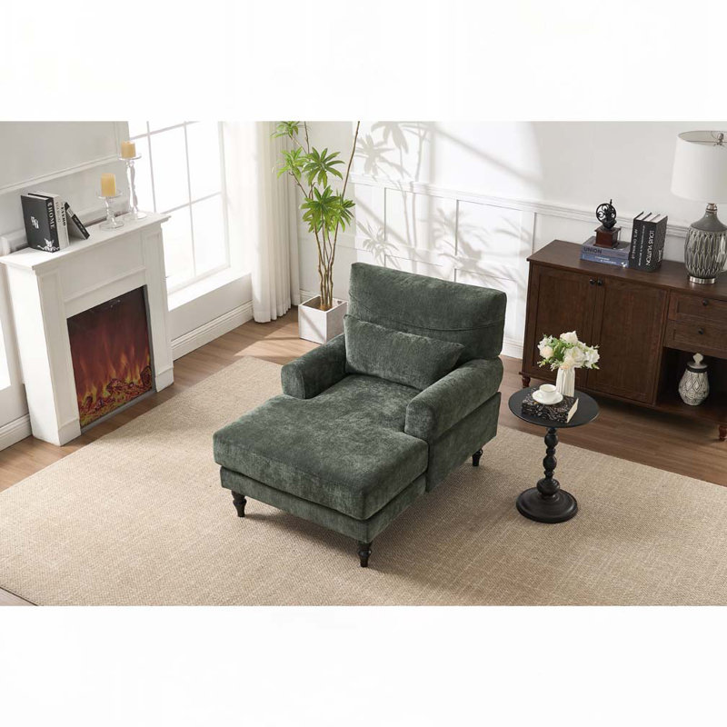 Chaise longue d'intérieur rembourrée, Vert