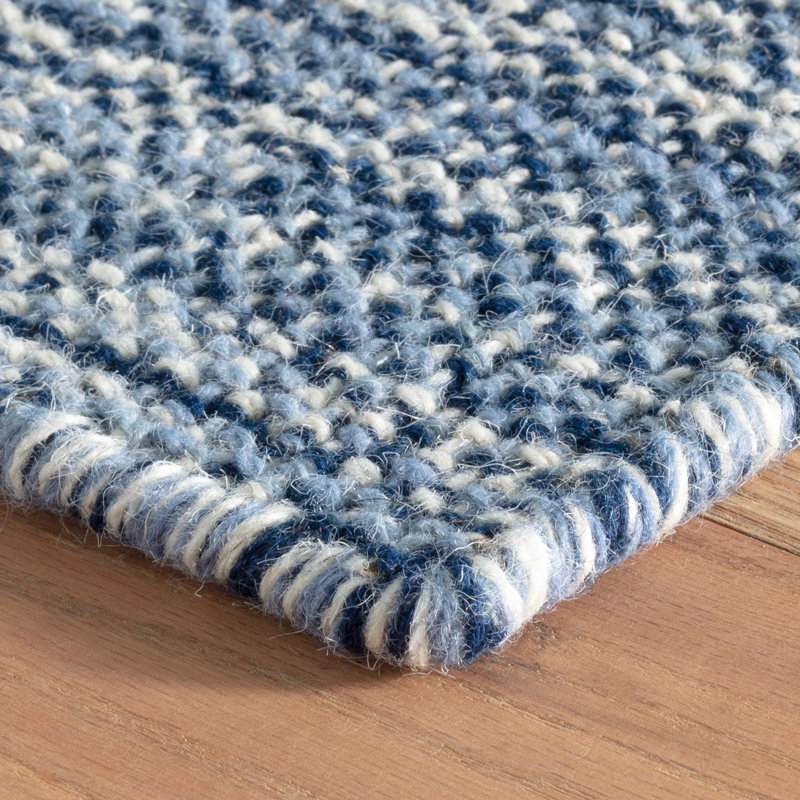 Bella Navy Handwoven Wool Rug, Rectangle 8'6" x 11'6"