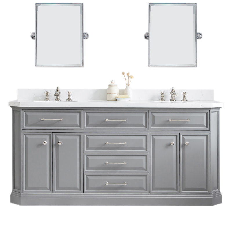 Palace 72'' W Double Vanity, Cashmere Gray, Polished Nickel