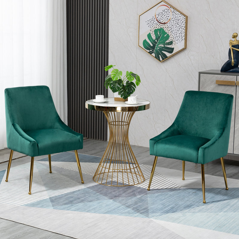 Chaise d'appoint rembourrée en velours Breionna, Vert