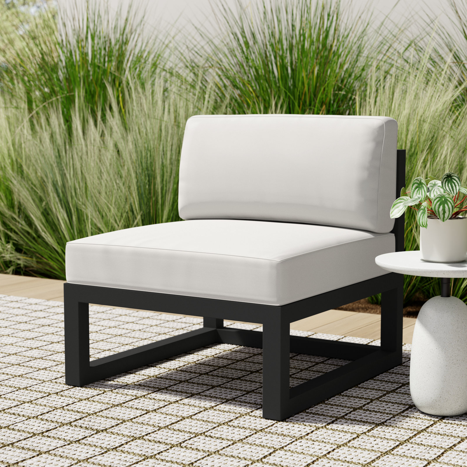 Smith Sunbrella® Patio Lounge Chair, Canvas Natural, Black