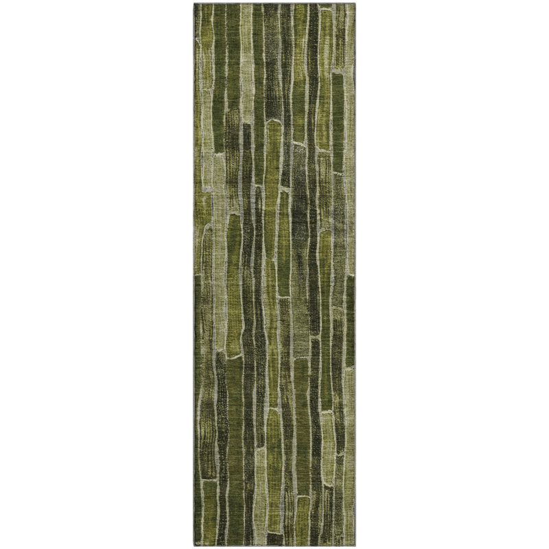 Premium Machine Washable Kumbhar AMF1301 Stripes Rug, Runner 2'3" x 7'6"