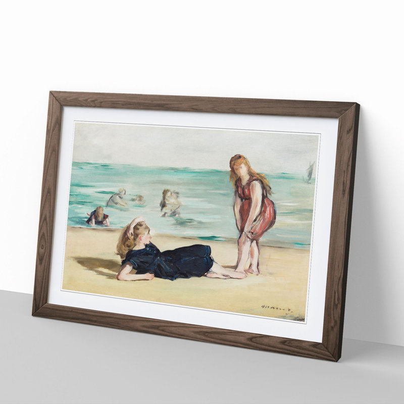 On the Beach by Edouard Manet - Framed Print, Walnut Framed, 36cm H x 48cm W x 2cm D
