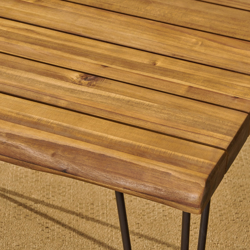 Table de patio industrielle en bois et métal