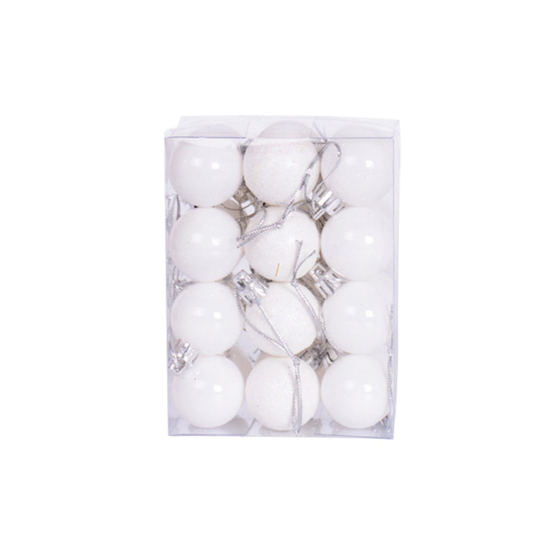 Ornement 24 boules en plastique, Blanc