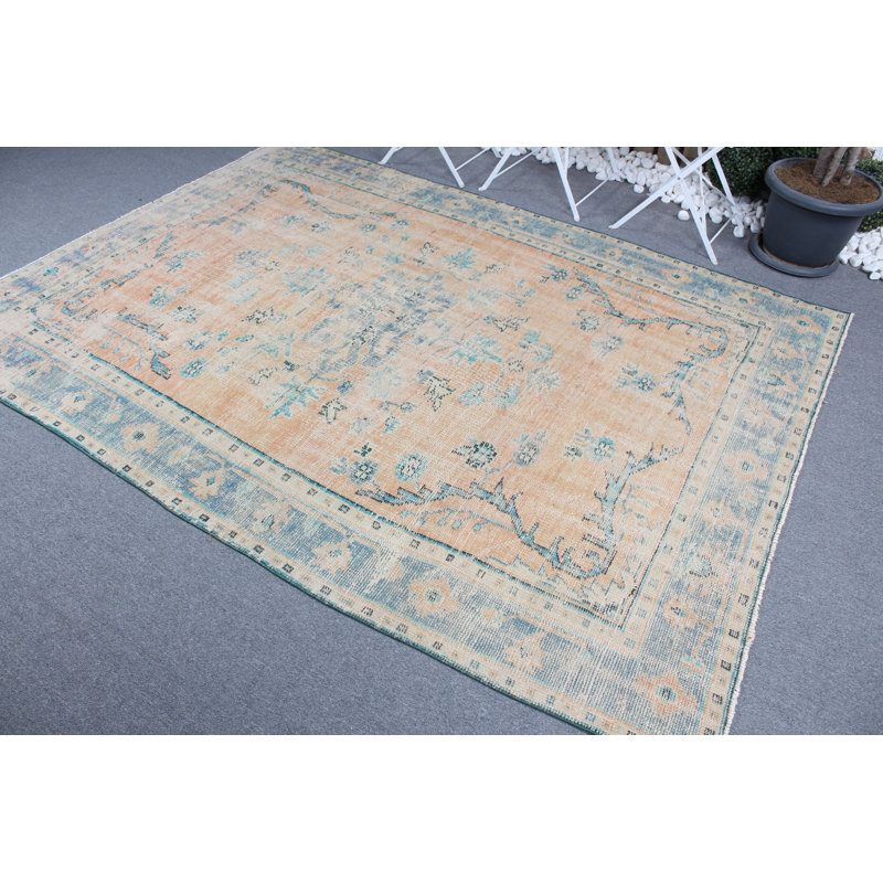 Grand tapis turc Oushak rétro avec un design orange moderne pour la décoration de la chambre à coucher