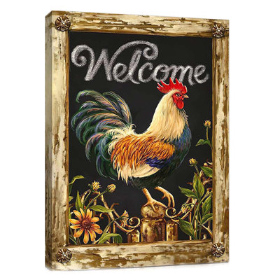 60*40,Wall Art Rustic Farm Chicken Pictures Wall Decor Country Canvas Painting.