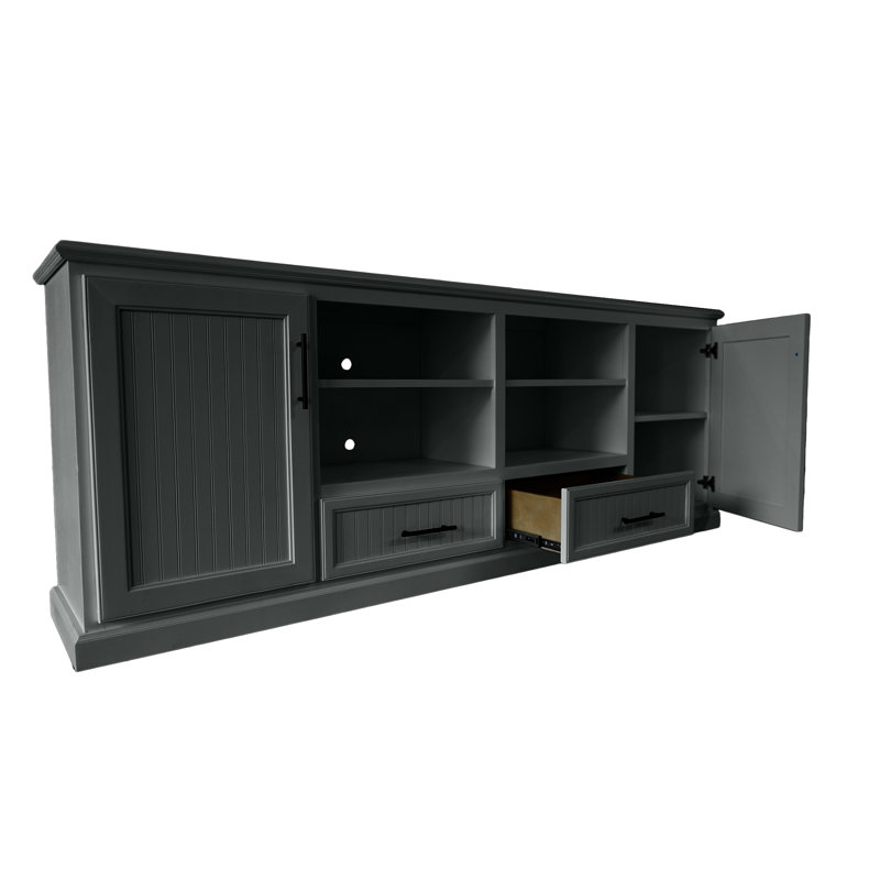 Crédence de rangement une pièce en bois massif Raynav, H 34 po x l 80 po x P 17 po, Minerai de fer