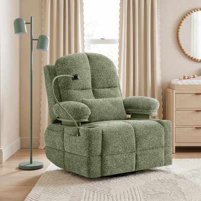 38.9" Power Swivel Nursery Glider With HugAssist Armrest,  Storage & Baby-Safe (BPA-Free)