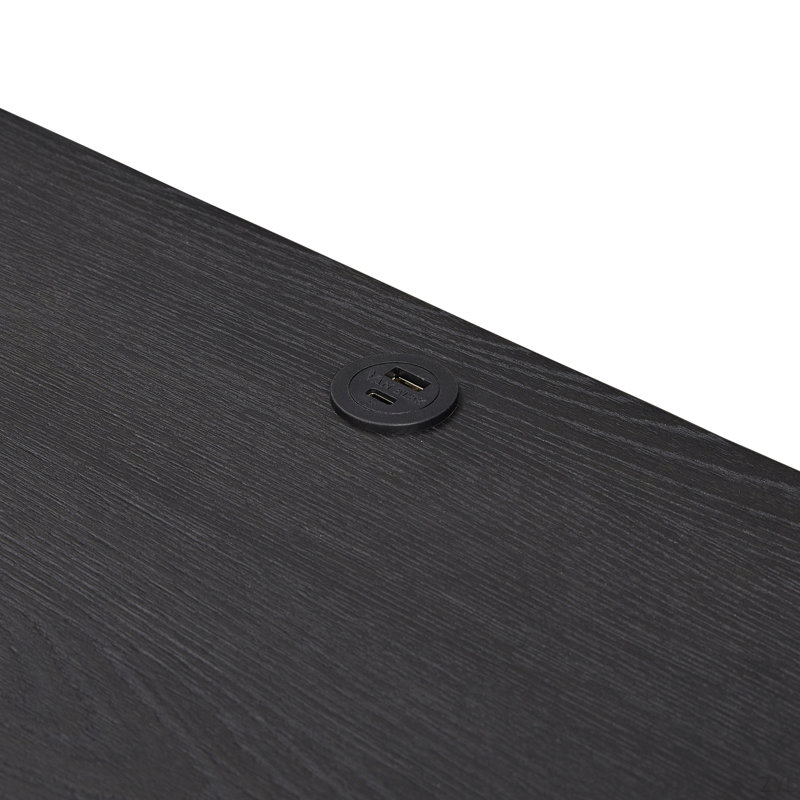 Petite table de chevet avec double tiroir, Noir