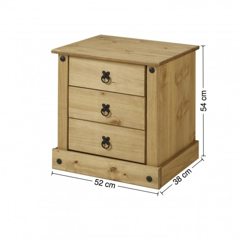 Bridewell 3 Drawer Bedside Table