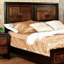 Grand lit, fait de bois massif en noyer, mobilier de chambre à coucher moderne de style transitionnel