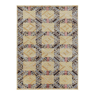 Scandinavian Hand Knotted Geometric Area Rug