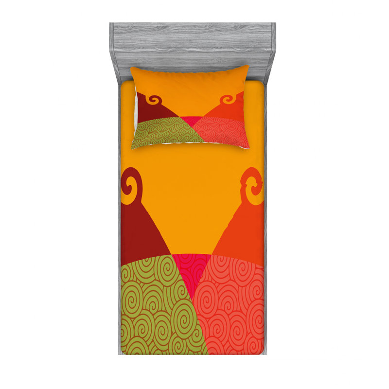 Microfiber Abstract Sheet Set, Twin Sheet Set with Fitted Sheet