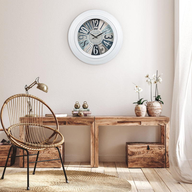 Horloge 22 po à quartz blanc