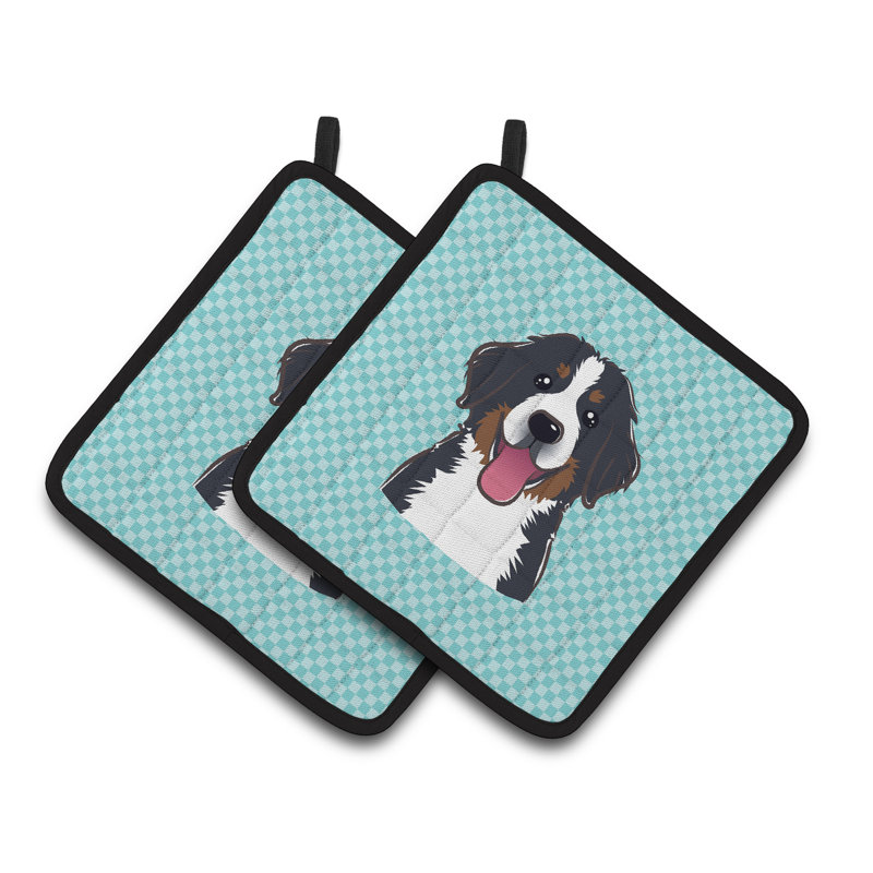 Cuisinier poignée pour chien mountain bouvier bernois caroline Checkerboard, Bleu