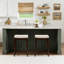 Tabouret en bois massif avec siège rembourré Bartonville-844602782-929350075