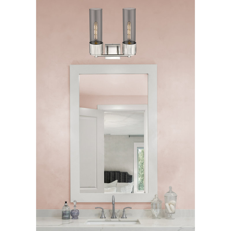 Bolivar - 2 Light 12" Wall-mounted Sconce - Satin Nickel Finish - Light Smoke Glass Shade, Smoke, Satin Nickel