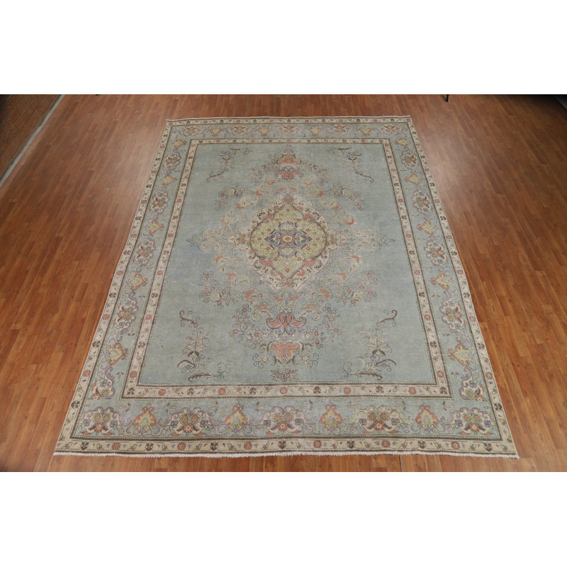 Tapis traditionnel médaillon bleu clair 10 x 13