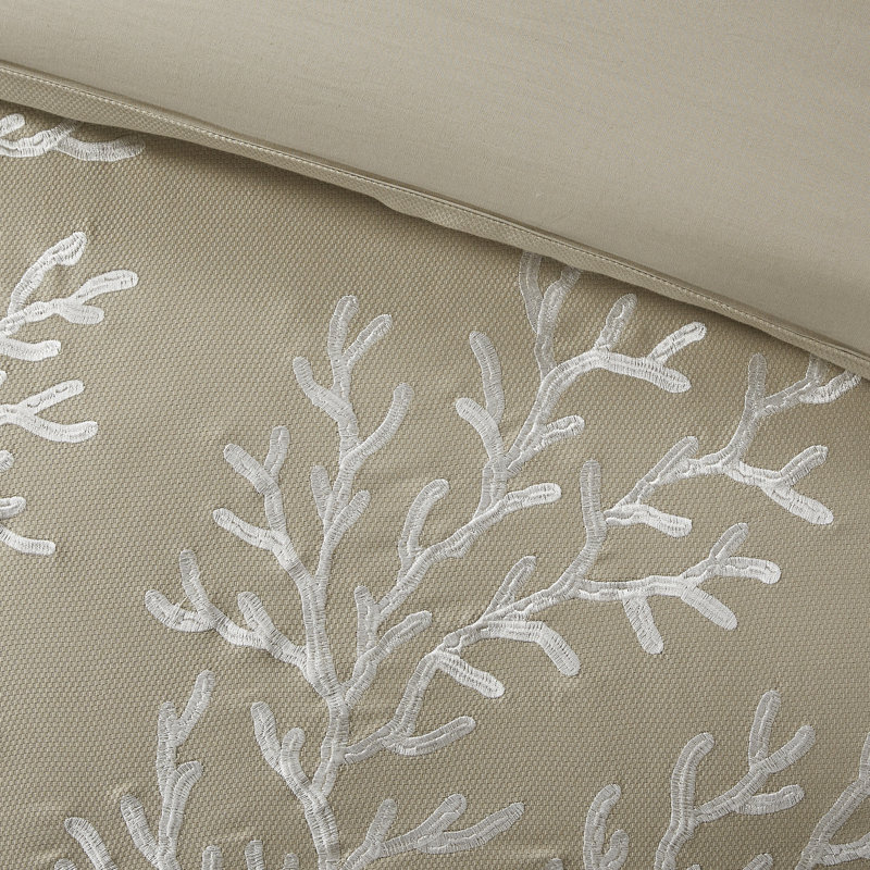 King White and Khaki Cotton Coastal Comforter Set