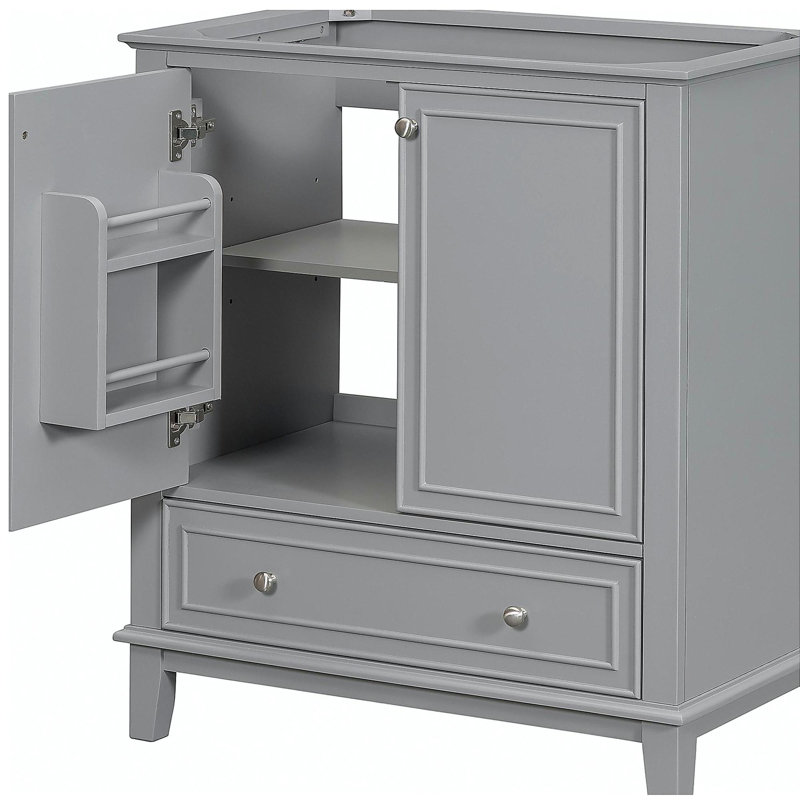 Meuble-lavabo 30 po sans lavabo, base seulement, armoire de salle de bain multifonctionnelle avec porte et tiroir, structure solide et panneau de fibres à densité moyenne