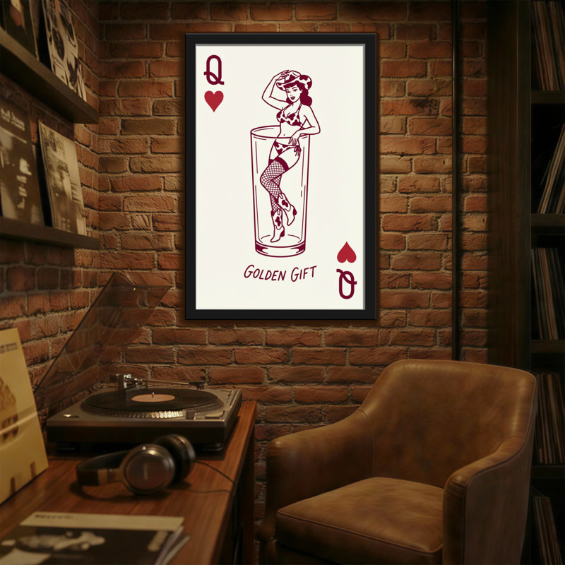 Fashion Queen Of Hearts Pinup en verre, H 18 po x l 12 po