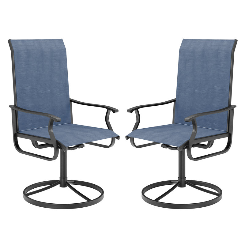 2 chaises de patio pivotantes d'extérieur 2 pièces, Marine