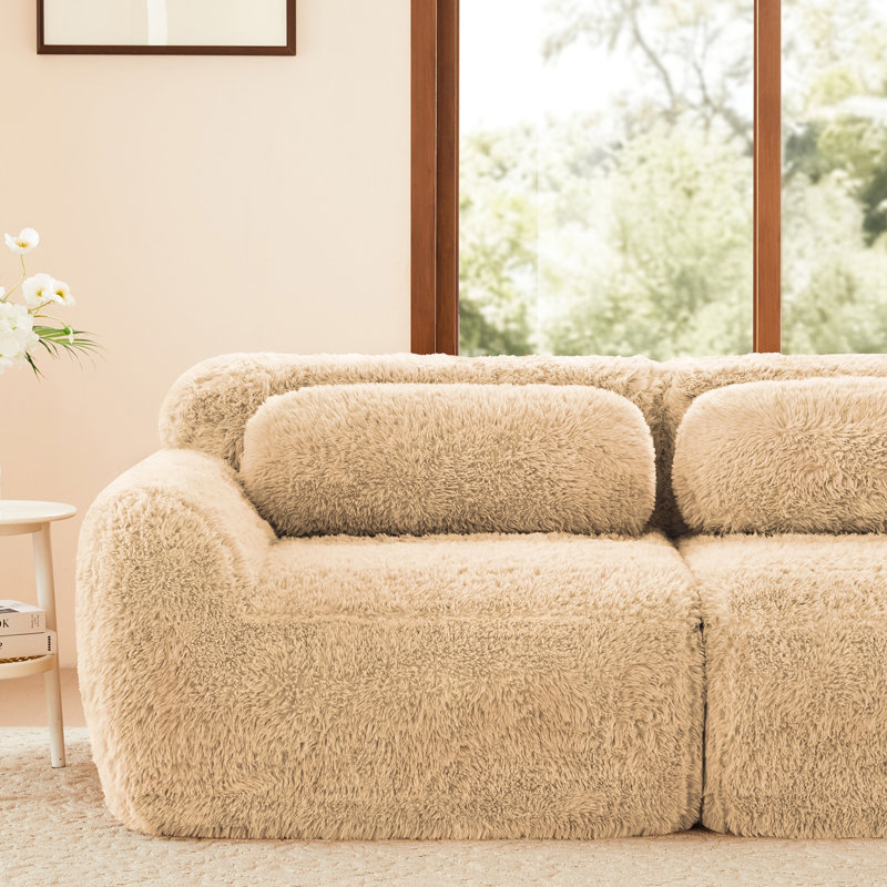 Canapé modulable 3 places kaki, structure en U sans armature, mousse haute densité 32D, base antidérapante, combinaison, design ergonomique, tissu, aucun assemblage requis pour le bureau et la chambre, assise confortable en mousse, espace de détente