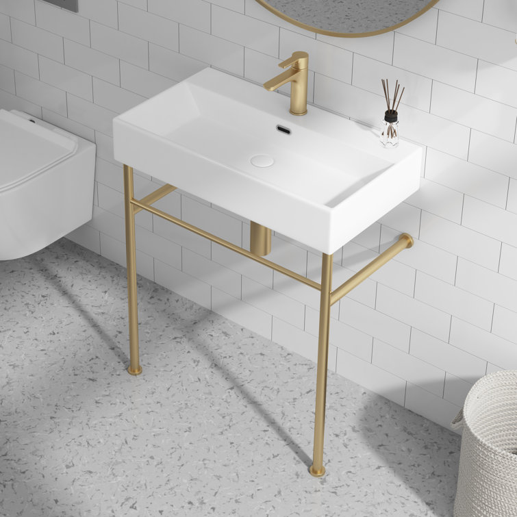 Turner 30" W x 16" D x 35" H Ceramic Rectangular Console Bathroom Sink with Overflow