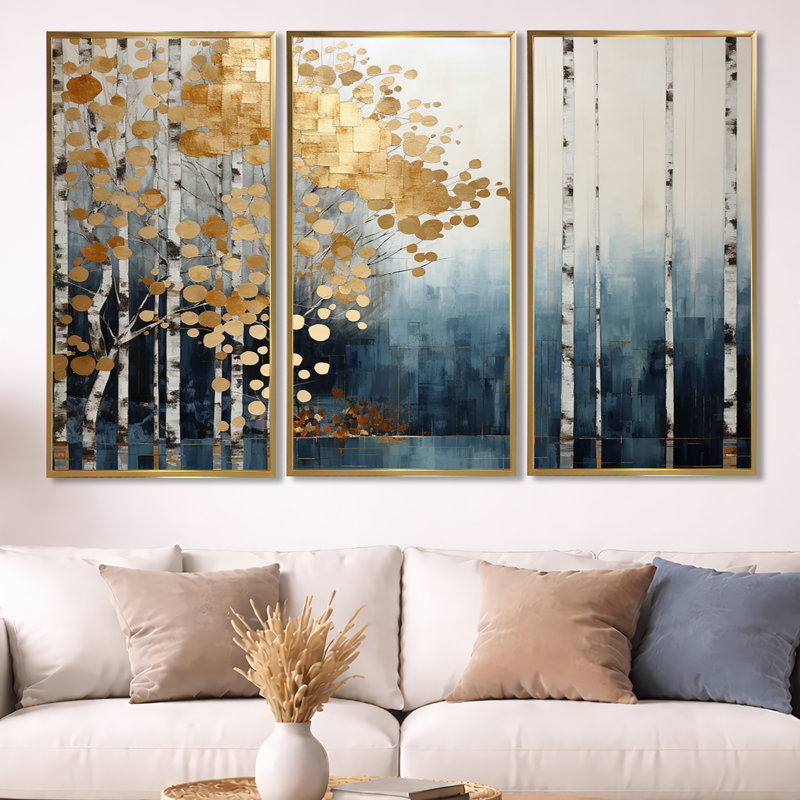Ensemble de salon Fellner - Forest Wall Art, Cadre flottant doré, H 40 po x l 60 po x P 1 po