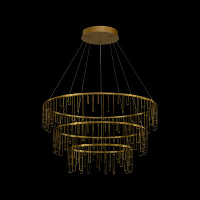Lustre à 3 niveaux en acier inoxydable doré Tamela