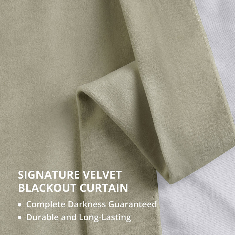 Olivia Velvet Blackout Curtain (1 Panel), Cool Beige, 50" W x 108" L