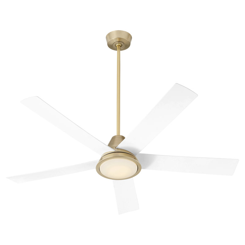 Keta 56'' Ceiling Fan with LED Lights, Aged Brass With White Blades