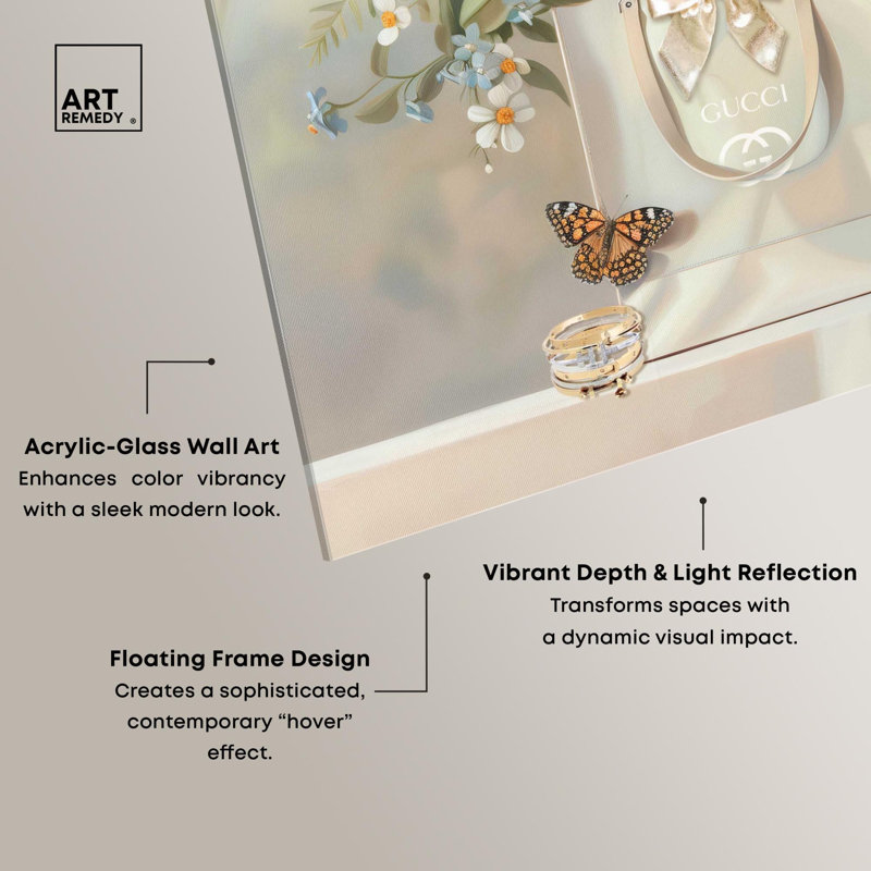Art floral, bijoux et arc, H 16 po x l 16 po