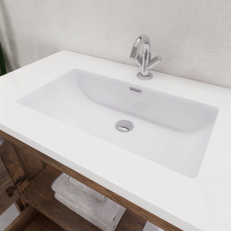 Ensemble de meuble-lavabo simple 35,5 ", Brun foncé