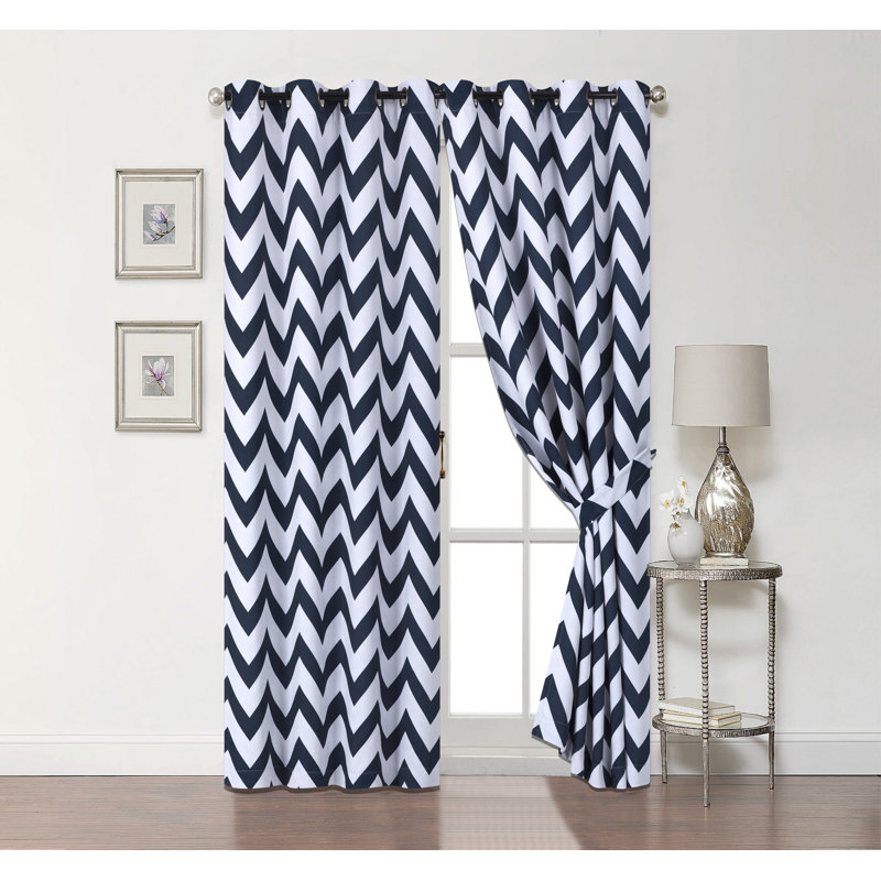 Ojas Blackout Curtain Pair, Navy Blue, 50" x 95"