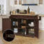 Îlot de cuisine de style campagnard de 131 cm avec abattant rabattable, meuble de rangement mobile avec tiroirs, étagère à épices et porte-serviettes pour la cuisine-109973106
