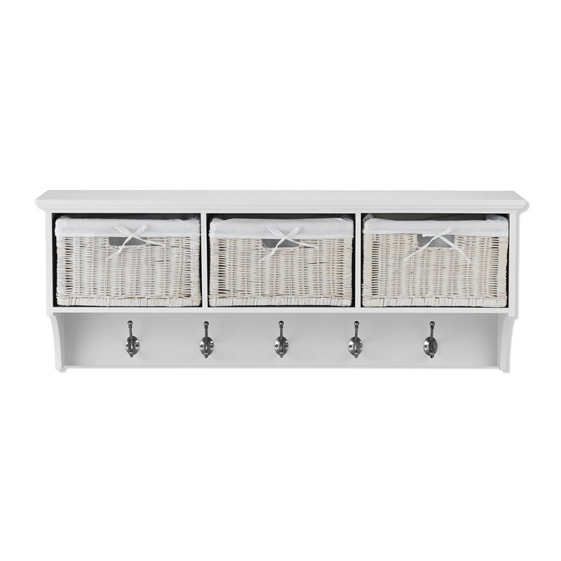 Erica Solid Wood Wall 5 - Hook Wall Mounted Coat Rack, White