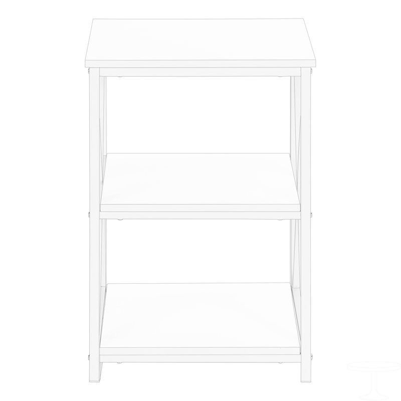 Table d'appoint, côté, bout, table de chevet, lampe, stratifié, métal, contemporain, moderne, Blanc, Blanc