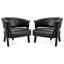 Fauteuil d'appoint en similicuir Sauny avec dossier enveloppant et pieds en bois massif-129868626