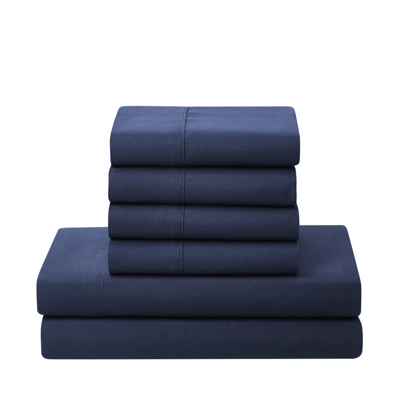 All Season Bed-in-A-Bag 5pc/7pc Solid Color Comforter & Sheet Set Ultra Soft Bedding by Sweet Home Collection, Navy