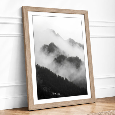 Mountains in Mist Scandinavian - Framed Print