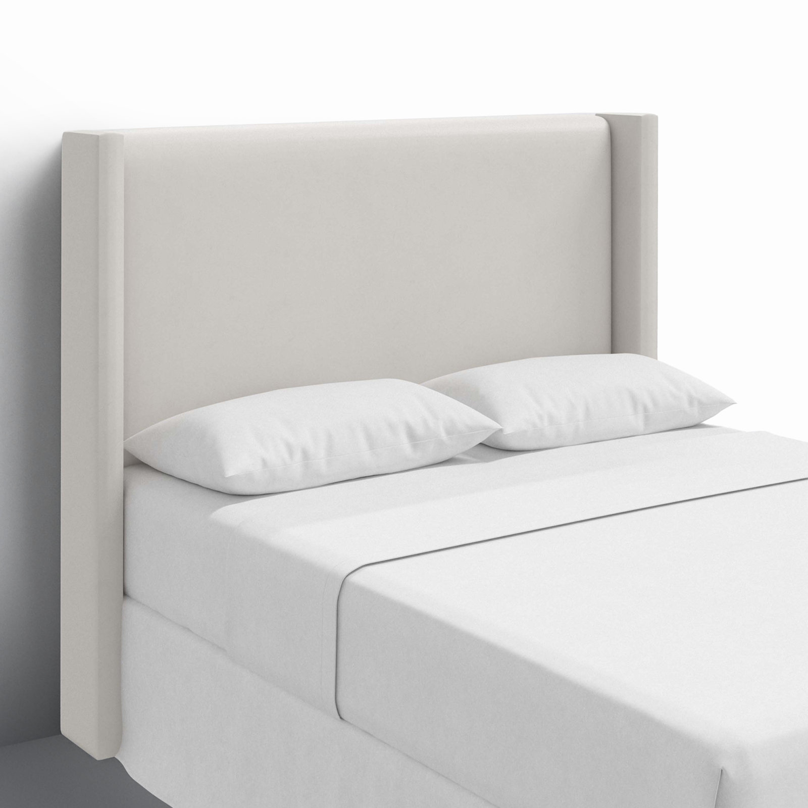 Hanson Pine Headboard, Queen, Bella Light Gray Performance Velvet