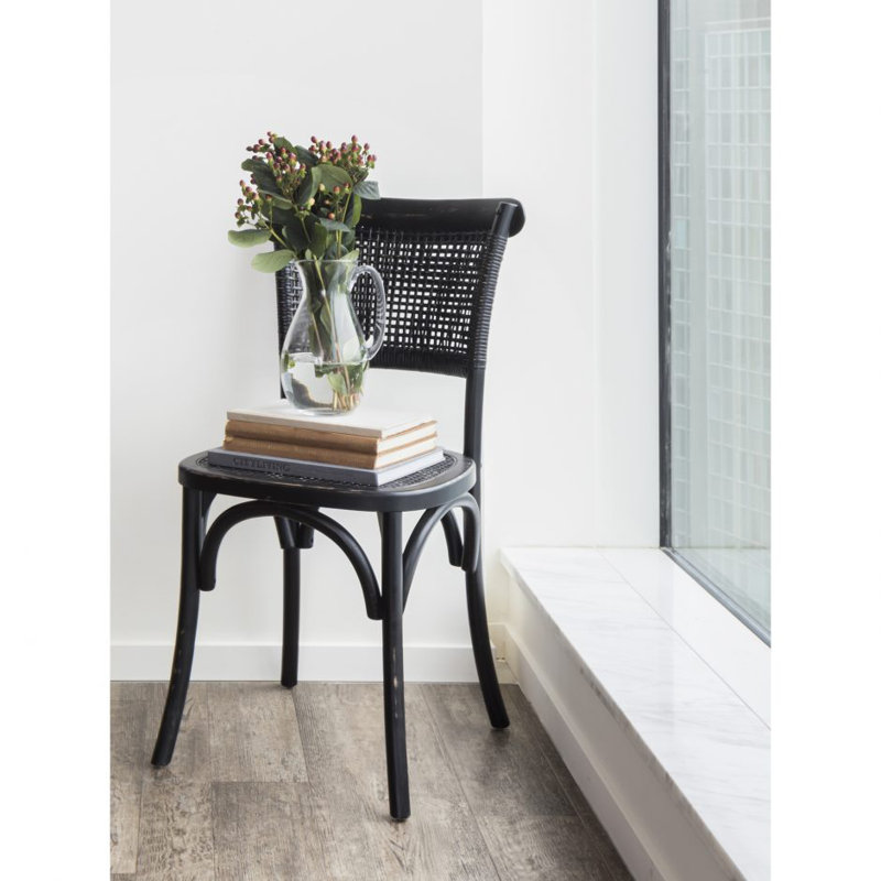 Dain Cane Side Chair, Black