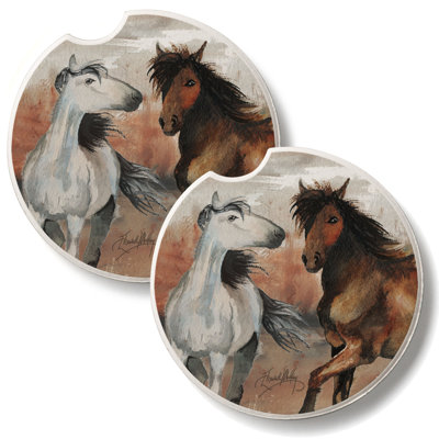 Wild Horses, lot de 2 sous-verres de voiture en pierre
