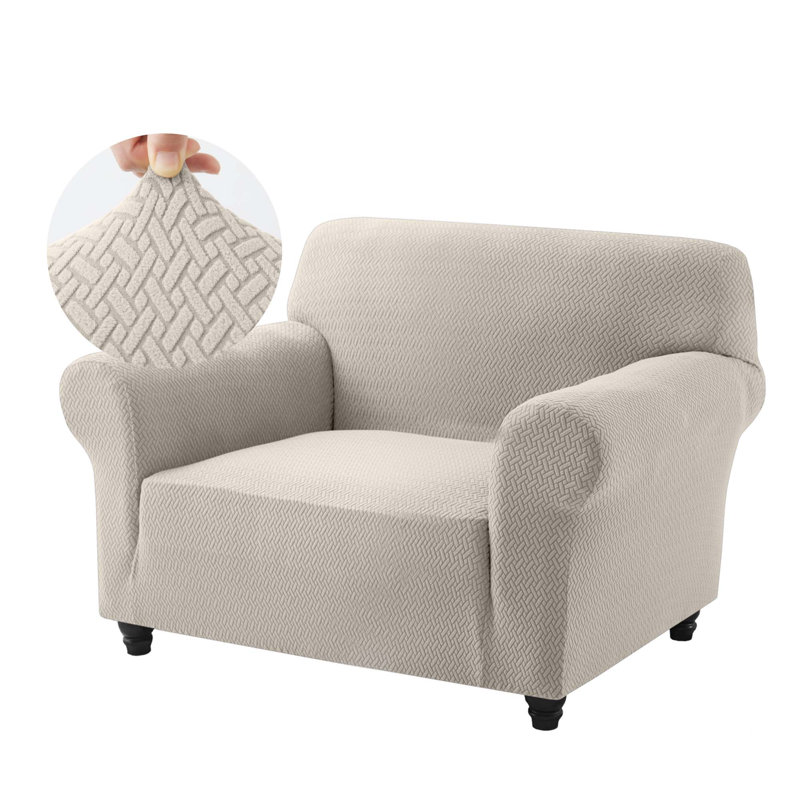Luxury Stretchable Spandex Sofa Cover/Protector, 1 Seater, Beige