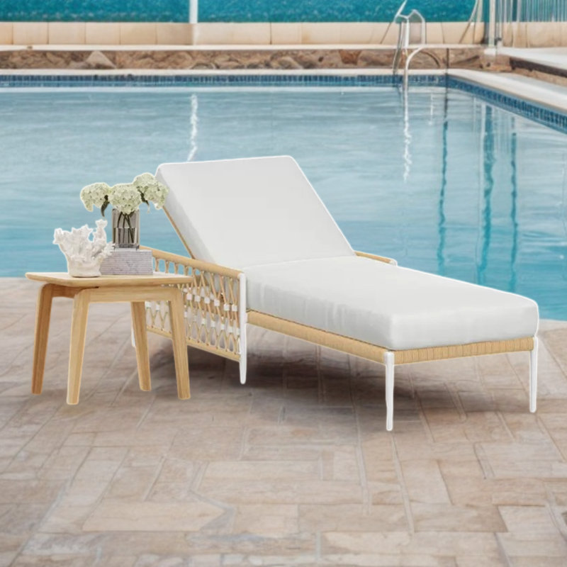 Durable Outdoor Chaise Lounge Outdoor Chaise Lounge Set with Table , Cushion Included